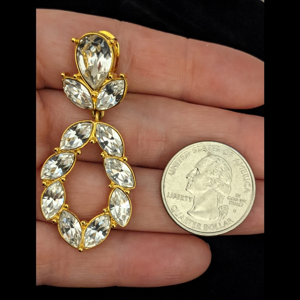 Monet Clip On Rhinestone Earrings - Picture 3 of 6